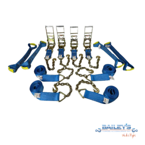 3" Heavy Duty 8-Point Tie Down Kit with Chain Ends, Choose Color
