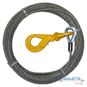 7/16" Steel Wire Rope Assembly w/Self-Locking Swivel Hook from B/A Products, Choose Your Length
