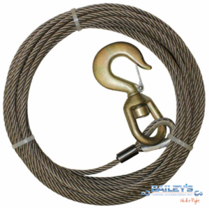 1/2" Steel Wire Rope Assembly w/Alloy Swivel Hook from B/A Products, Choose Your Length