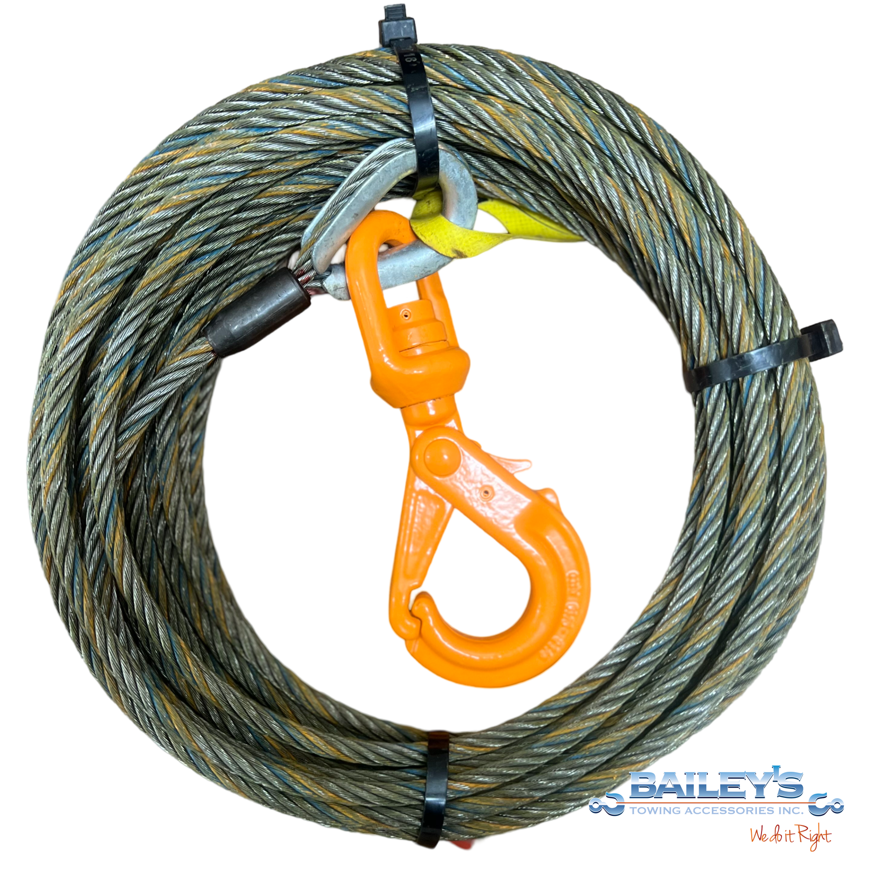 3/8" X 100' Fiber Core With Swivel Hook WINCH CABLE For WRECKER TOW TRUCK CRANE