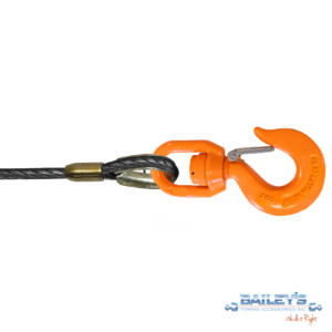 3/8" Swaged Winch Line W/ 3 Ton Swivel Eye Hoist Hook from CCUSA, Choose Your Length