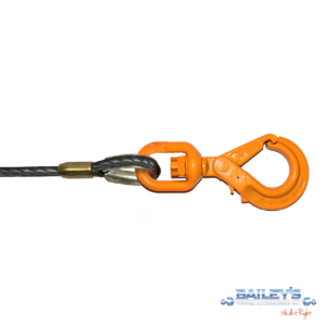 3/8" Swaged Winch Line W/ Grade 100 9/32" Swivel Self-Locking Hook from CCUSA, Choose Your Length