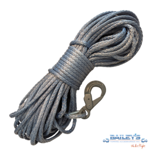 3/8" Synthetic Winchline with AMH Grade 100 5/16" Grey Classic Eye Locking Hook, Choose Your Length